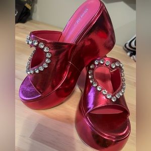 Dolls Kill pink wedge platform size 8